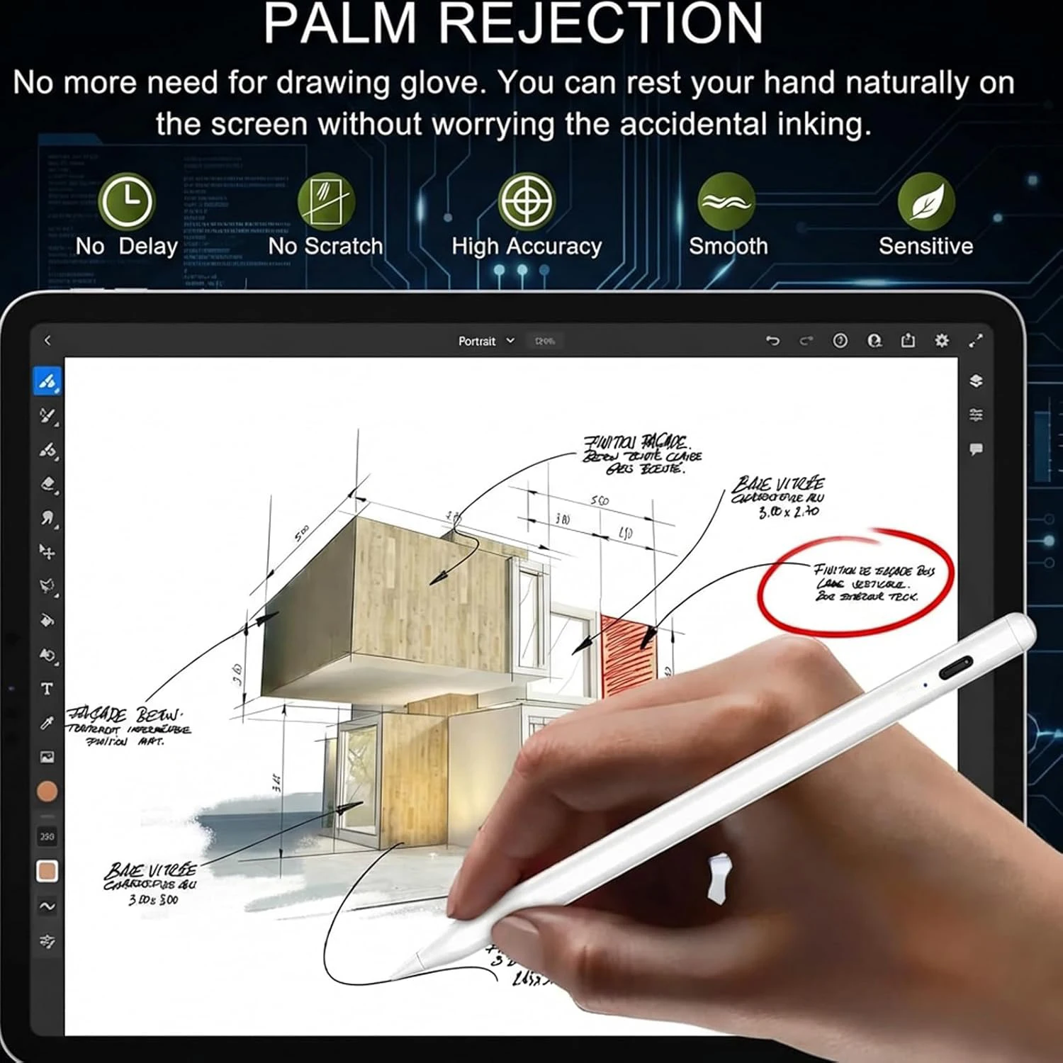 Фото Стилус для iPad Pencil 11-го поколения A16, с функцией распознавания ладони и чувствительностью к наклону, совместим с iPad 6-10-го поколений (2018-2025) №3