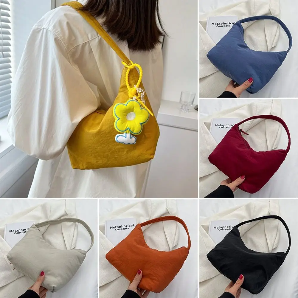 

Сумка на плечо Женская нейлоновая, Модный саквояж большой вместимости, однотонная мягкая клейкая сумочка-тоут