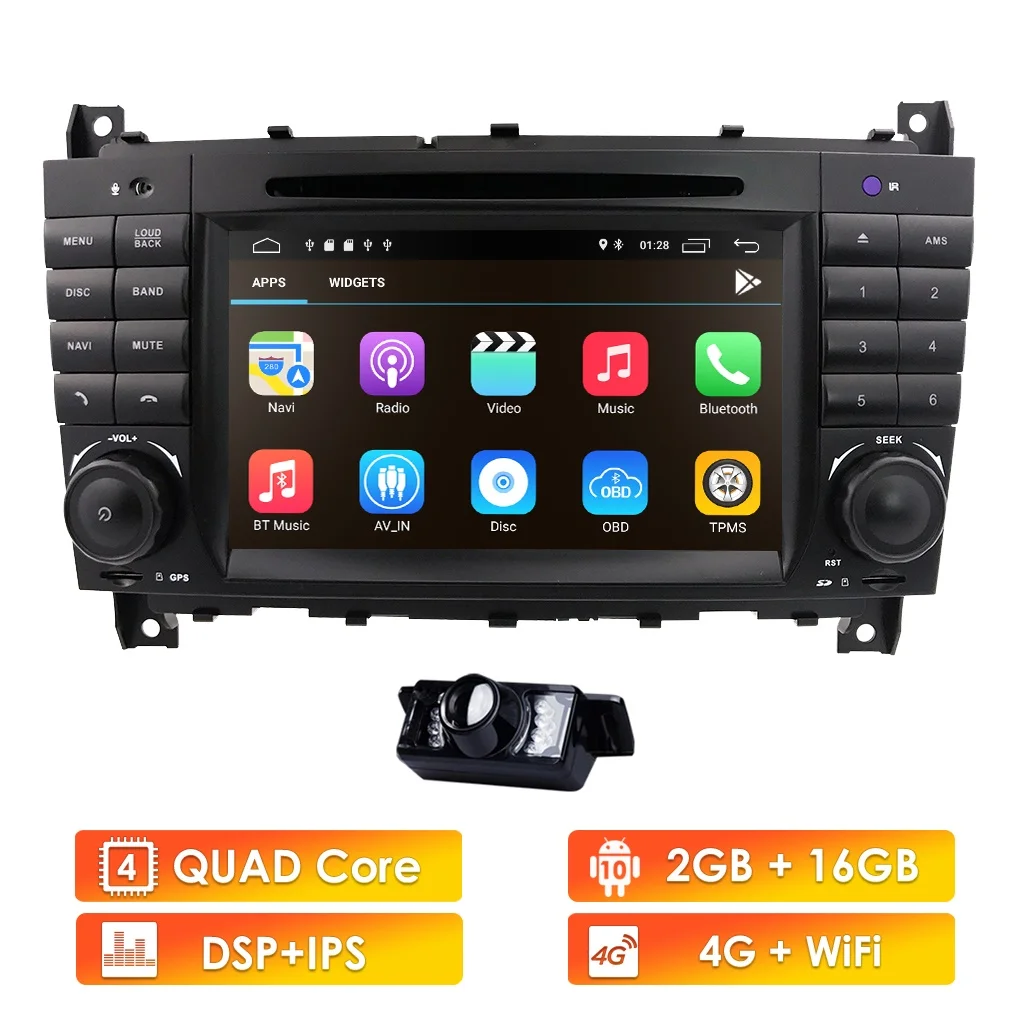 

DSP IPS 2DIN Android 10 2GB + 16GB Авторадио для Mercedes Benz C-Class W203 2004-2007 CLC W203 2008-2010 W209 навигация GPS WIFI