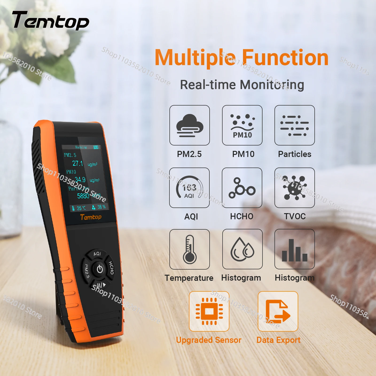 Temtop LKC-1000S + 2nd Generation Professional монитор формальдегида Detector с HCHO/PM2.5/PM10/TVOC Data Export