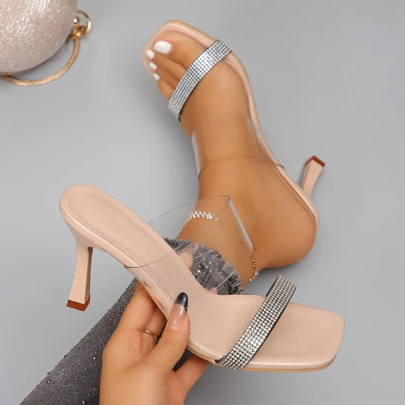 2025 пикантные женские босоножки на шпильке современные сандалии летние тонкие
