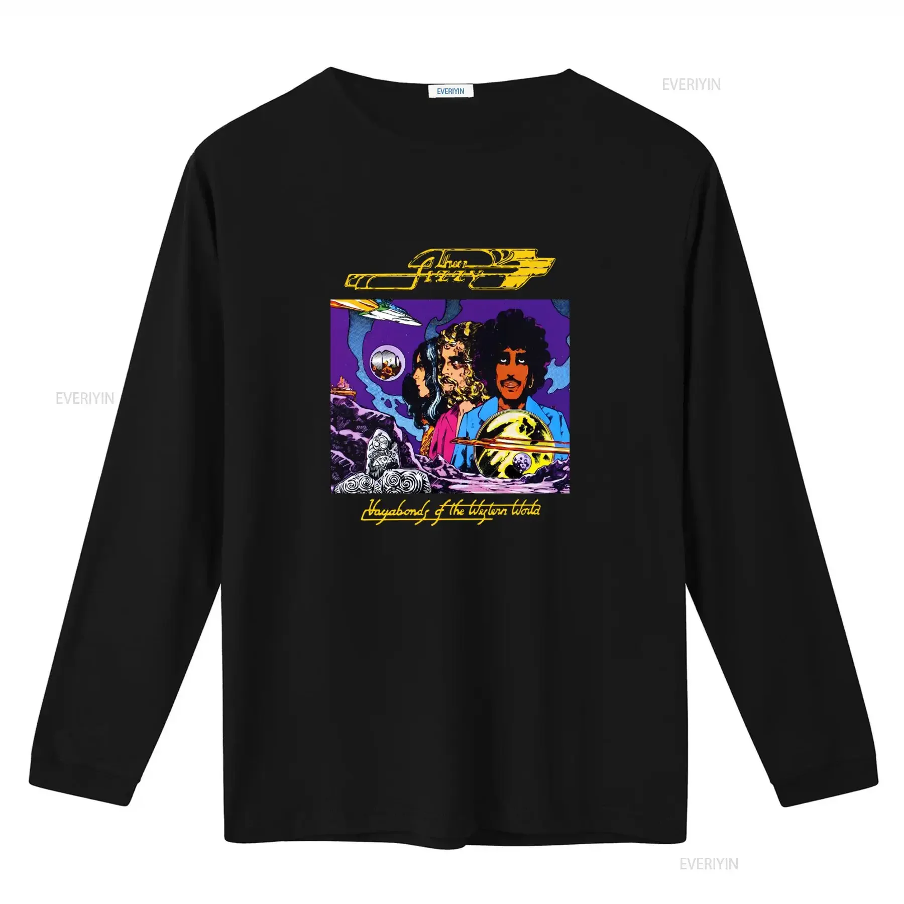 Фото Футболка хлопковая S-5XL Thin Lizzy's 'Vagabonds of the Western World' с принтом Фила Линнотта, винтажная, с эффектом потертости, стильная, эластичная №2