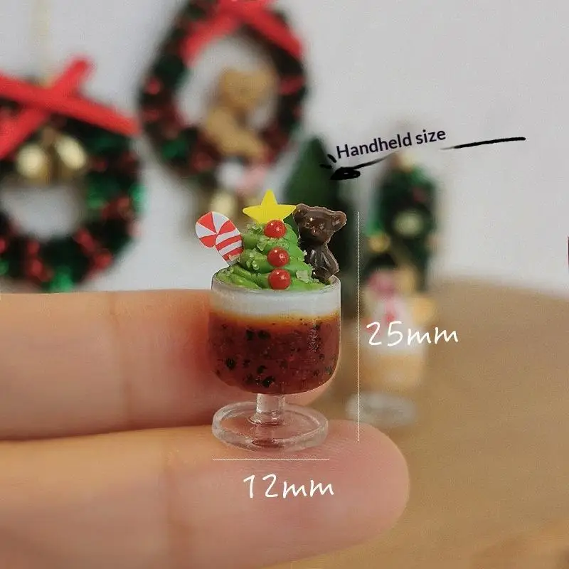 Фото 1 шт., аксессуары для кукол «сделай сам», милый рождественский пряничный человечек, миниатюрный кукольный домик, фруктовое мороженое, мини-ледяной напиток на Рождество, детский подарок №4