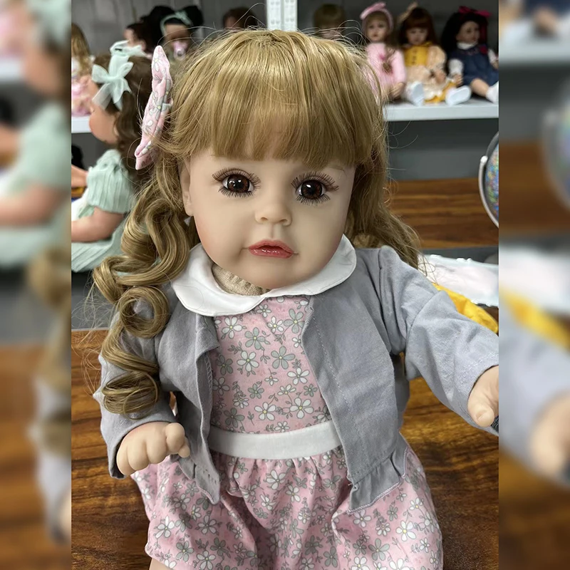 

60CM Top Quality Real Baby Size Reborn Sue-Sue 3 Month Hand-Detailed Painting Bebe Doll with Hand Rooted Brown Hair 3D Skin Tone