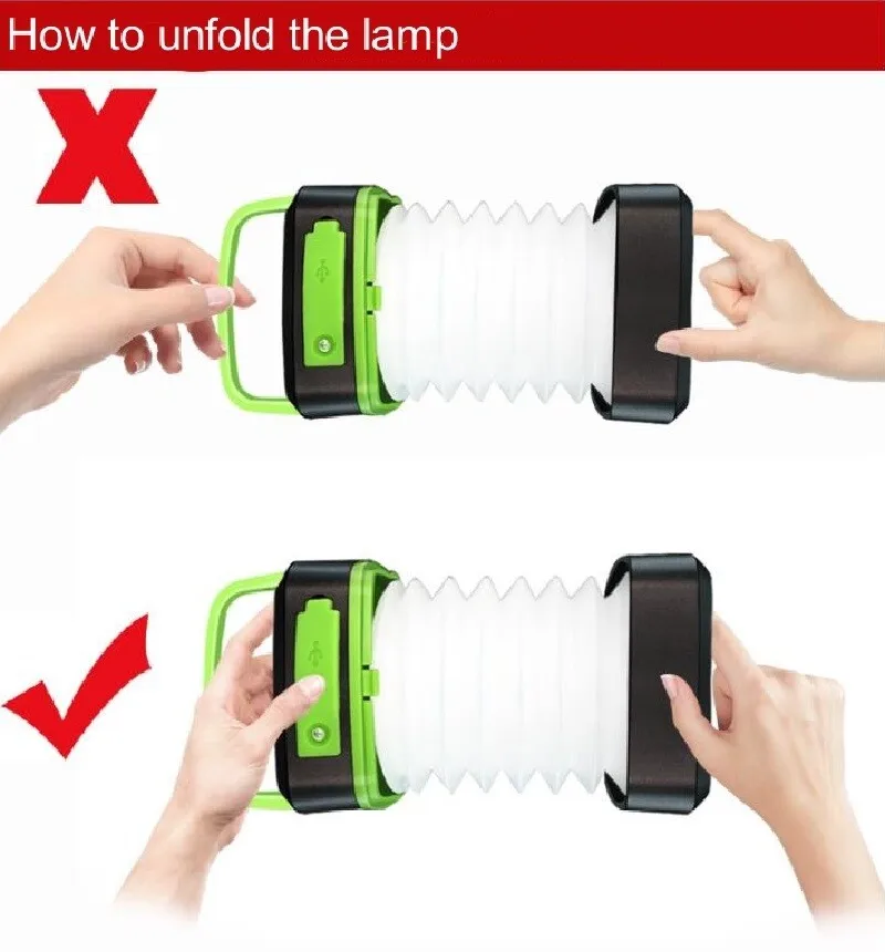 Складной портативный фонарь на солнечной батарее с зарядкой от USB