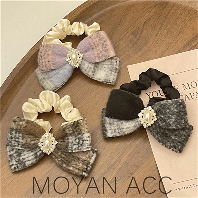 

Plaid Bowknot Elastic Hair Band Ties Rubber Rope Scrunchies for Women Girl Fashion Head Accessories