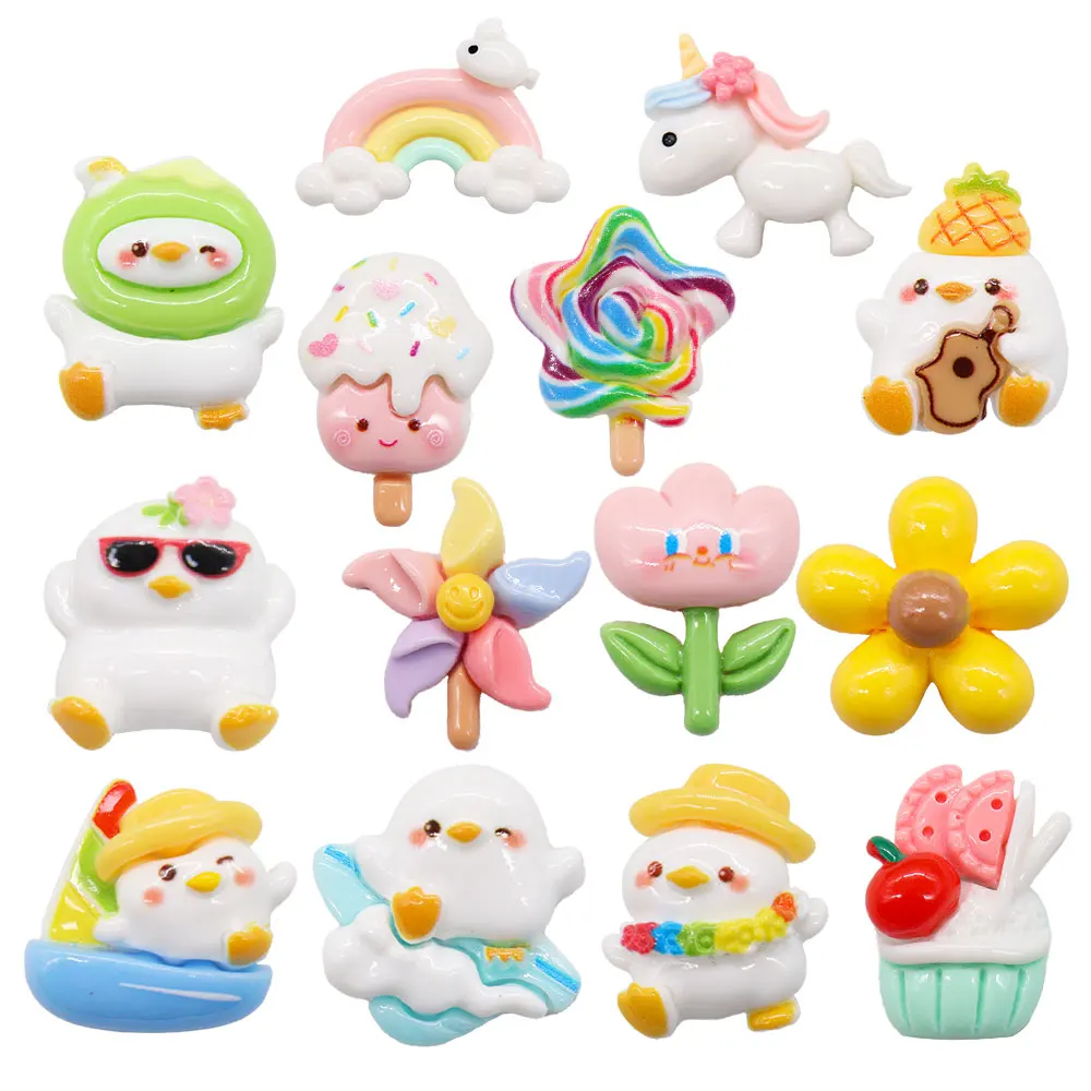 

Mix 50PCS Resin Croc Jibz Fit Wristbands Kawaii Animal Duck Cake Flower Rainbow Ice Cream Candy Garden Shoes Button Decorations