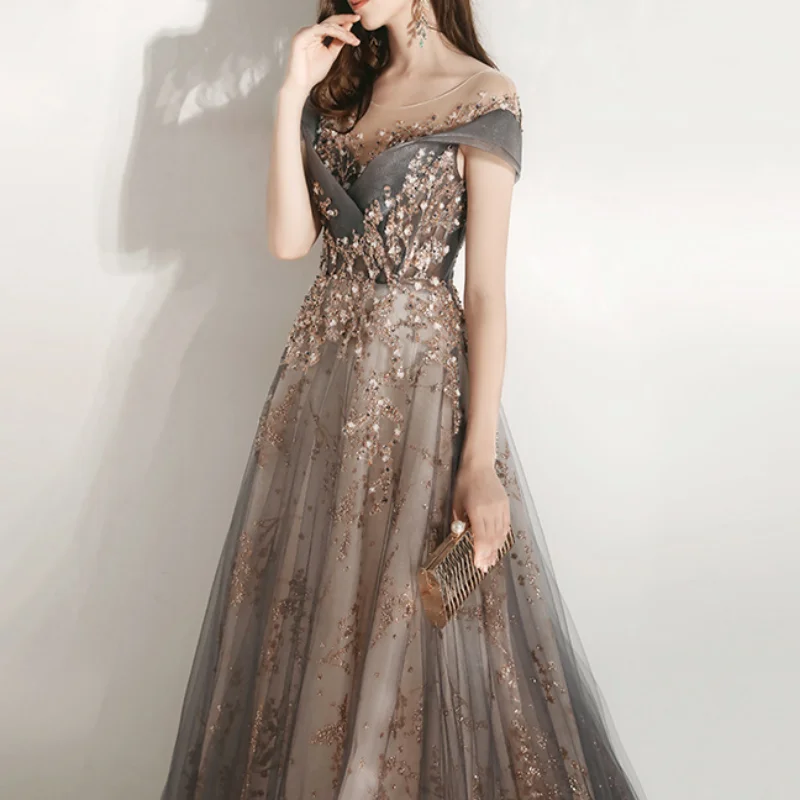 

Banquet Evening Dress Female 2023 New Host Party Long Temperament Show Thin Dignified Pure Handmade Annual Party Dress