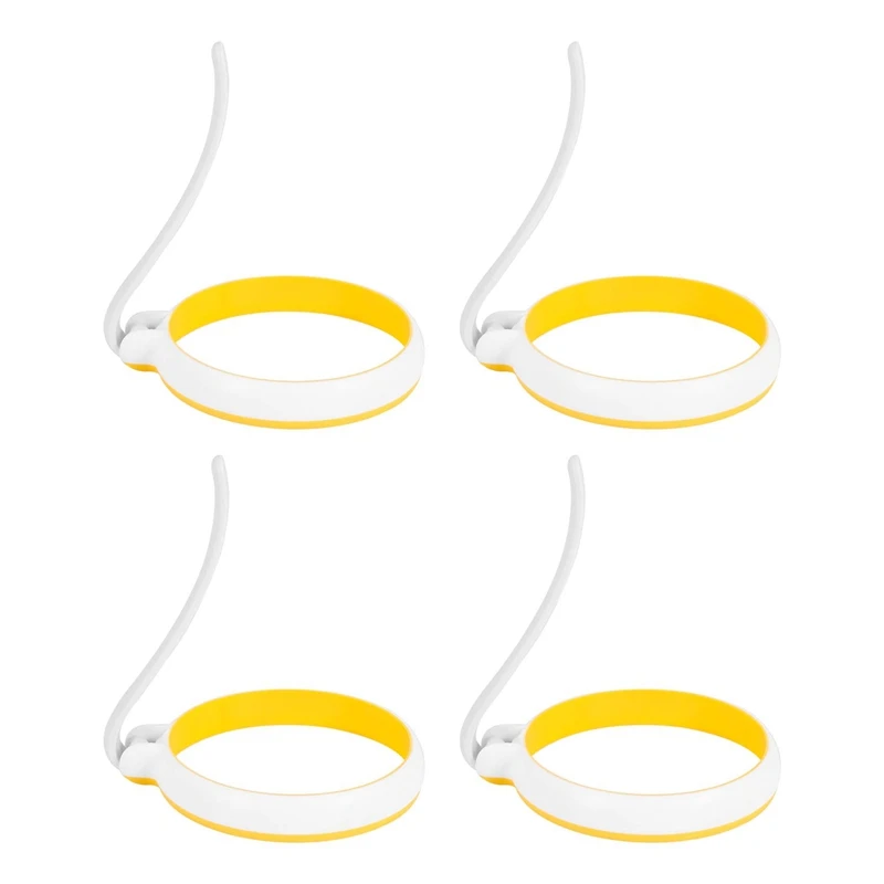 

4 Inch Silicone Fried Egg Rings Set, 4-Pack, Round Mold For Pancakes, Breakfast Sandwich, Nonstick Egg Ring For Frying