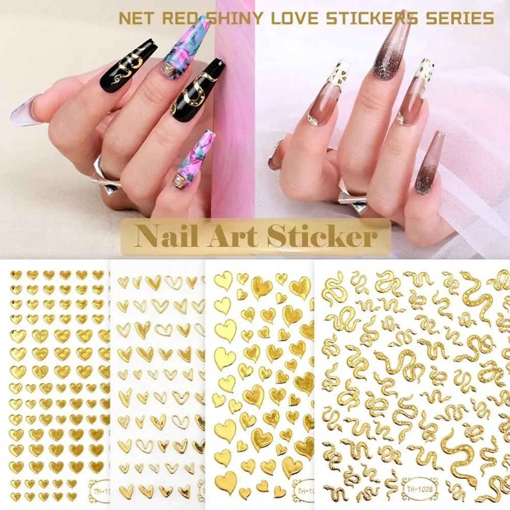 

3Sheets Stamping Gold 3D Nail Art Stickers Geometric Square Line Shape Design Decals Nail Tips Decoration Manicure Supplies