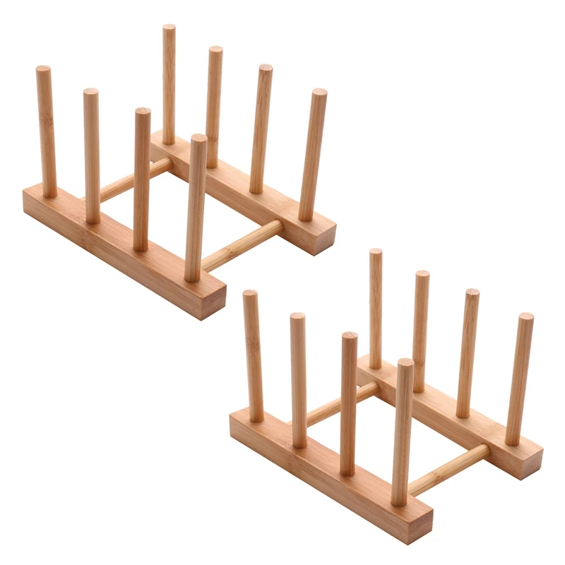

2X Wooden Drainer Plate Stand Wooden Dish Plate Fold Rack Holder Stand Dry Shelf Storage Decorative Shelves