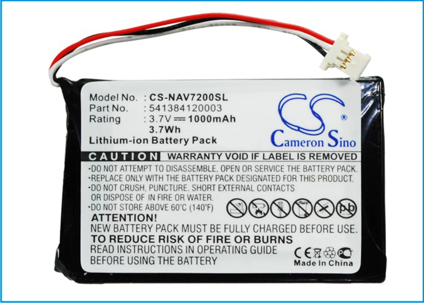 

Cameron Sino 1000mA Battery for Navigon 72 Easy, 72 Plus Live 541384120003, GTC39110BL08554, JS541384120003