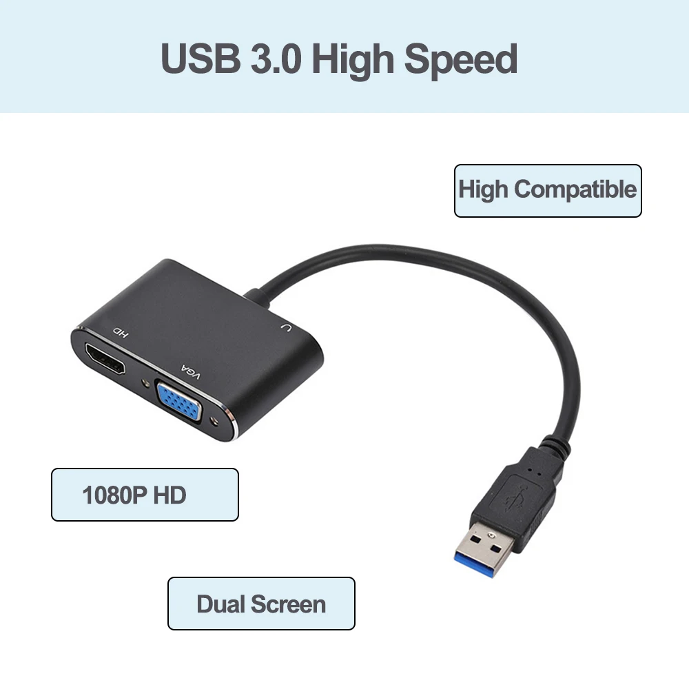 Адаптер VGA совместимый с USB 3 0 и HDMI 1080P HD |