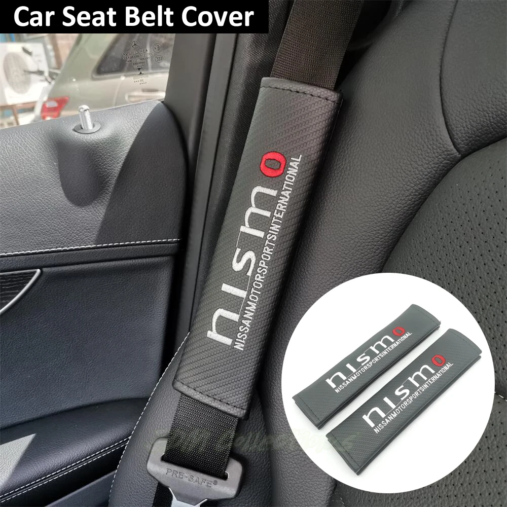 

2pcs Car Shoulder Seat Belt Cover Set Carbon Fiber For Nissan Nismo GTR Altima Qashqai Almera Navara Juke Interior Accessories