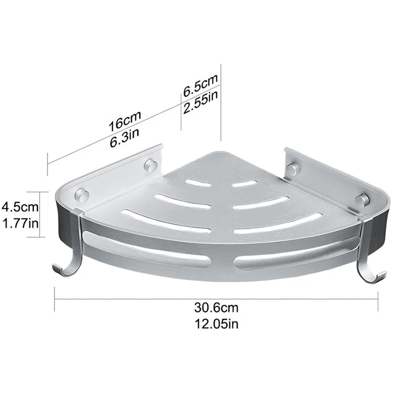Полки для ванной комнаты держатель угловая полка с крючками настенный