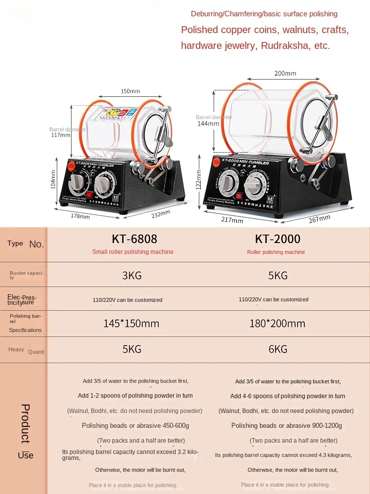 Small Roller Polishing Machine Collection Walnuts Gold and Silver Jewelry Polishing Ancient Coin Grinding Cleaning Machine