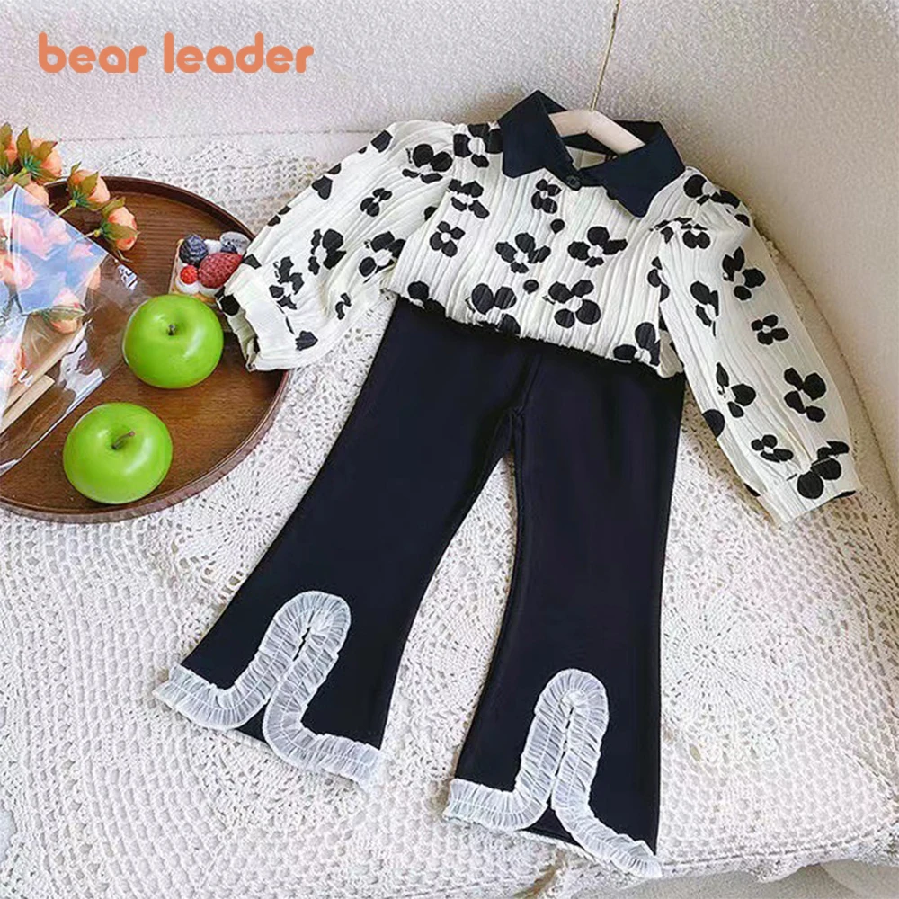 

Bear Leader/осенние комплекты одежды для детей весенний комплект одежды для девочек, рубашка с длинными рукавами и цветочным принтом Детские рас...