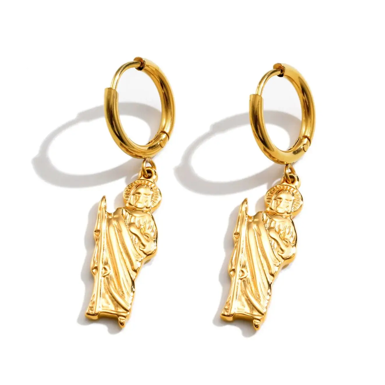 Женские серьги Saint Jude религиозные серьги-кольца из нержавеющей стали золотого