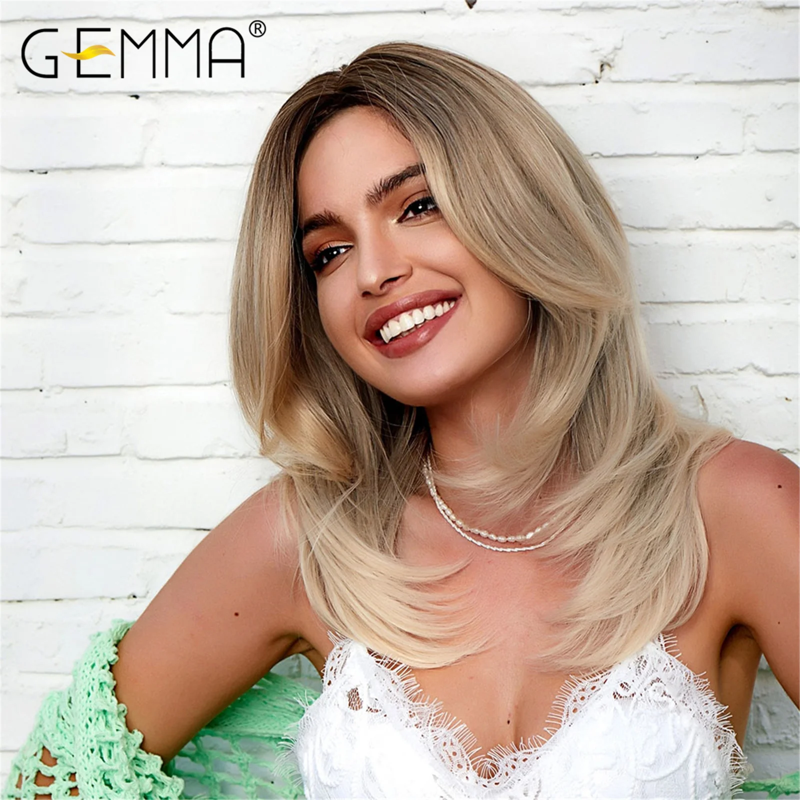 GEMMA длинные боковые части синтетический парик пепельно-серые натуральные