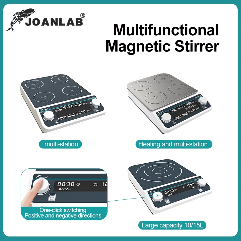 Tanie JOANLAB Wielu Stacji Mieszadło Magnetyczne Cyfrowy Wyświetlacz Laboratorium Mieszadło Magnetyczne Mikser Z Ogrzewaniem Cztery Stacji Sześć Pozycji