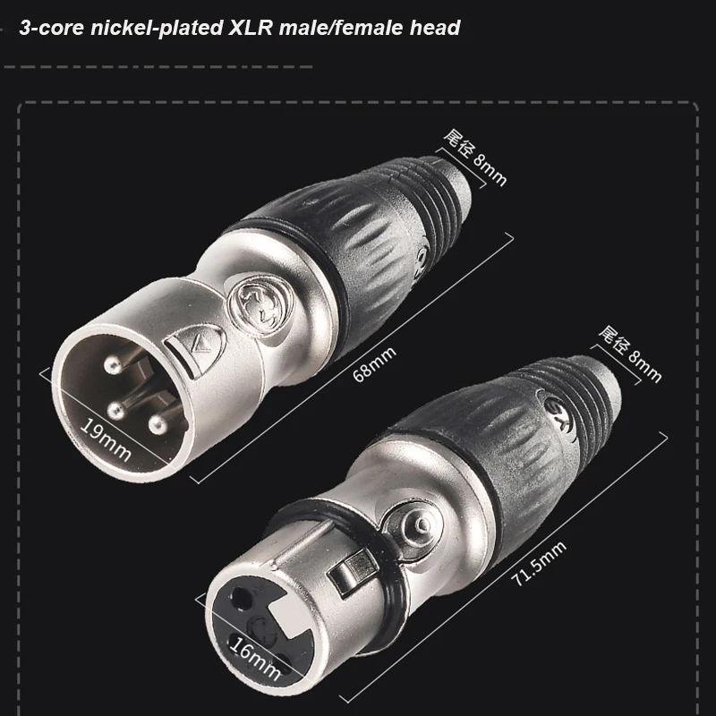YS177-BG 3-ядерный разъем для микрофона XLR позолоченный черный штекер/гнездо Аудио