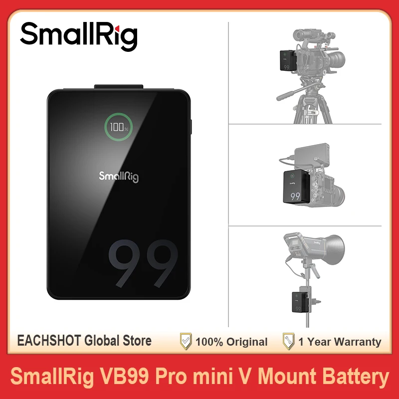 Фото Аккумулятор SmallRig VB99 Pro V Mount 99 Вт·ч 6800 мА·ч V-образный, аккумулятор USB-C PD для быстрой зарядки видеокамеры, монитора, осветительного прибора №1