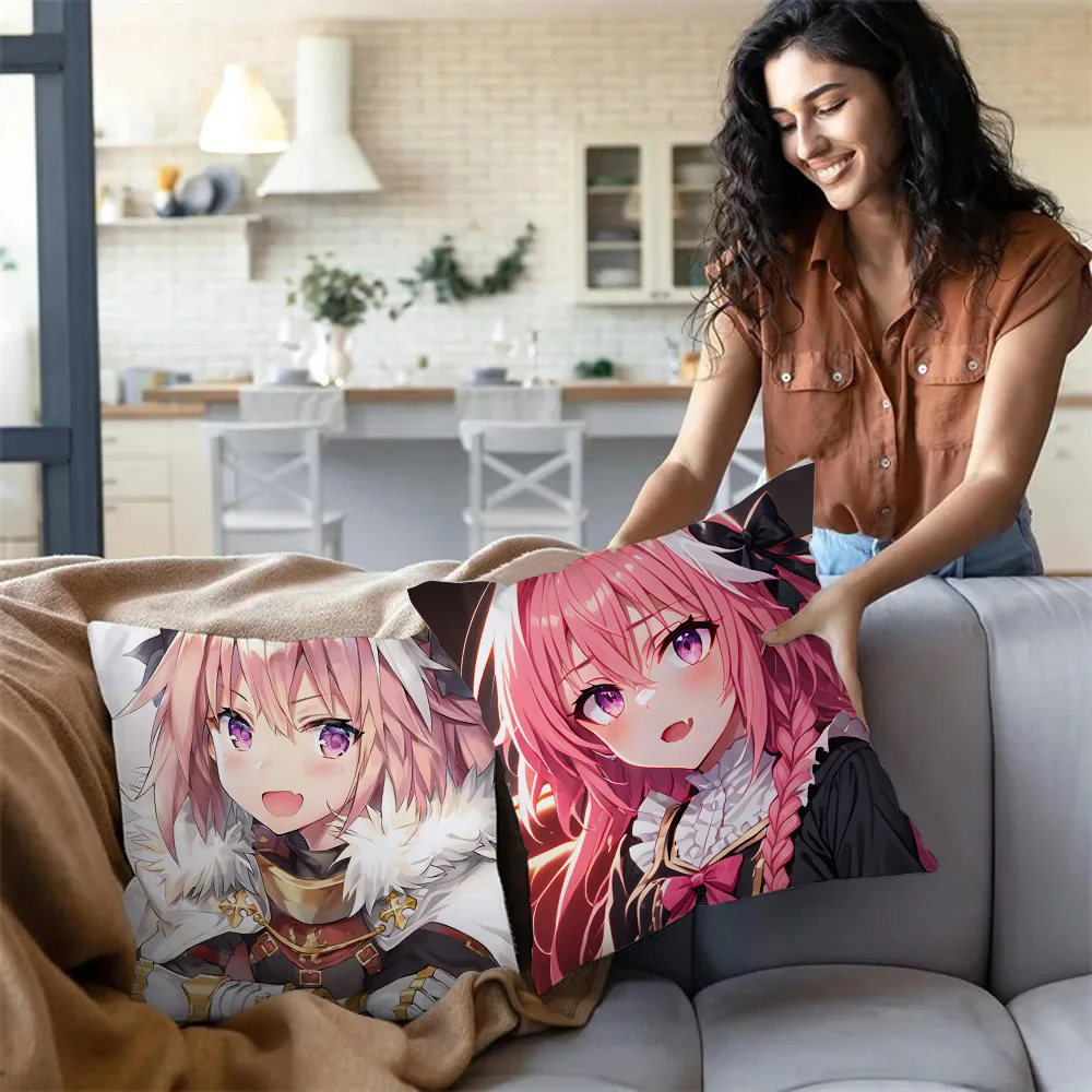 Anime F-Fate Apocrypha Astolfo Pillow Covers Cartoon Sofa Decorative Home Double-sided Printing Short Plush Cute Cushion Cover