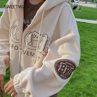 hoodies women casual embroidery winter clothes sweatshirts vintage pink tops retro women hoodie top fashion tide chic slim 2022
