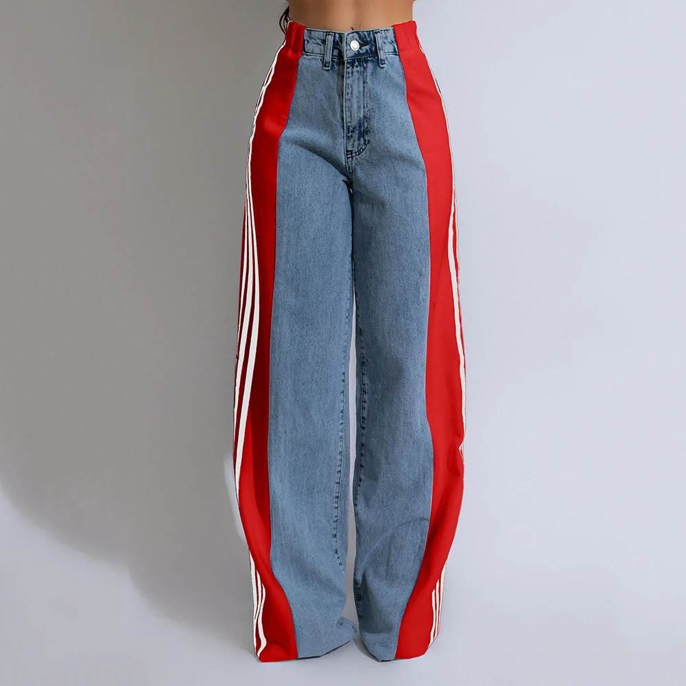 Новые летние уличные джинсовые брюки модные эластичные с высокой талией в три