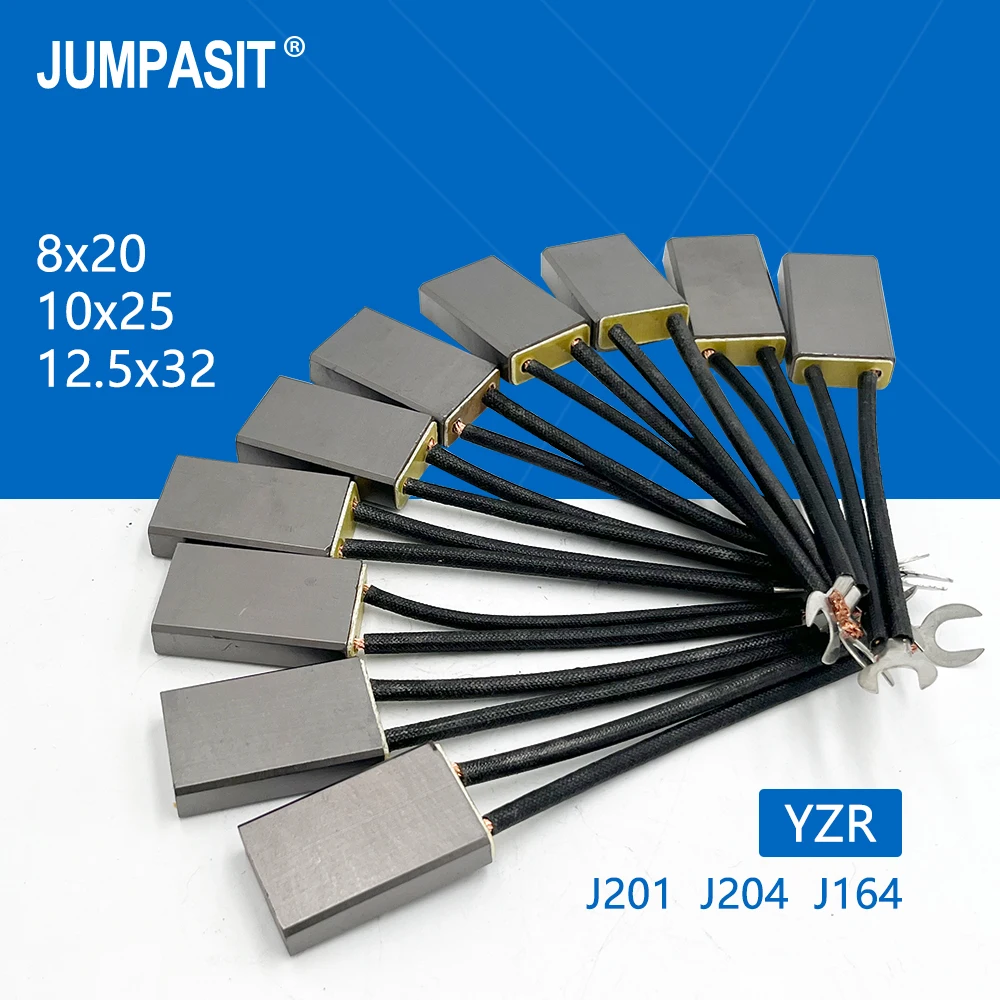 Jumpasit 10pcs Carbon Brush 8x20 10x25 12.5x32 Wear Resistance YZR Slip Ring Holder Fittings J164 J204 J201
