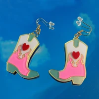 y2k aesthetic accessories pink flame boots earrings korean fashion kawaii heart earrings for women acrylic accessories 2000s