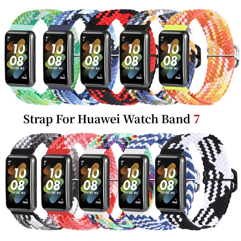 Nylon Strap For Huawei Watch Band 7 Braided Solo Loop Wristband Elastic Sports Replacement Wristband for Huawei Band 7 Correa