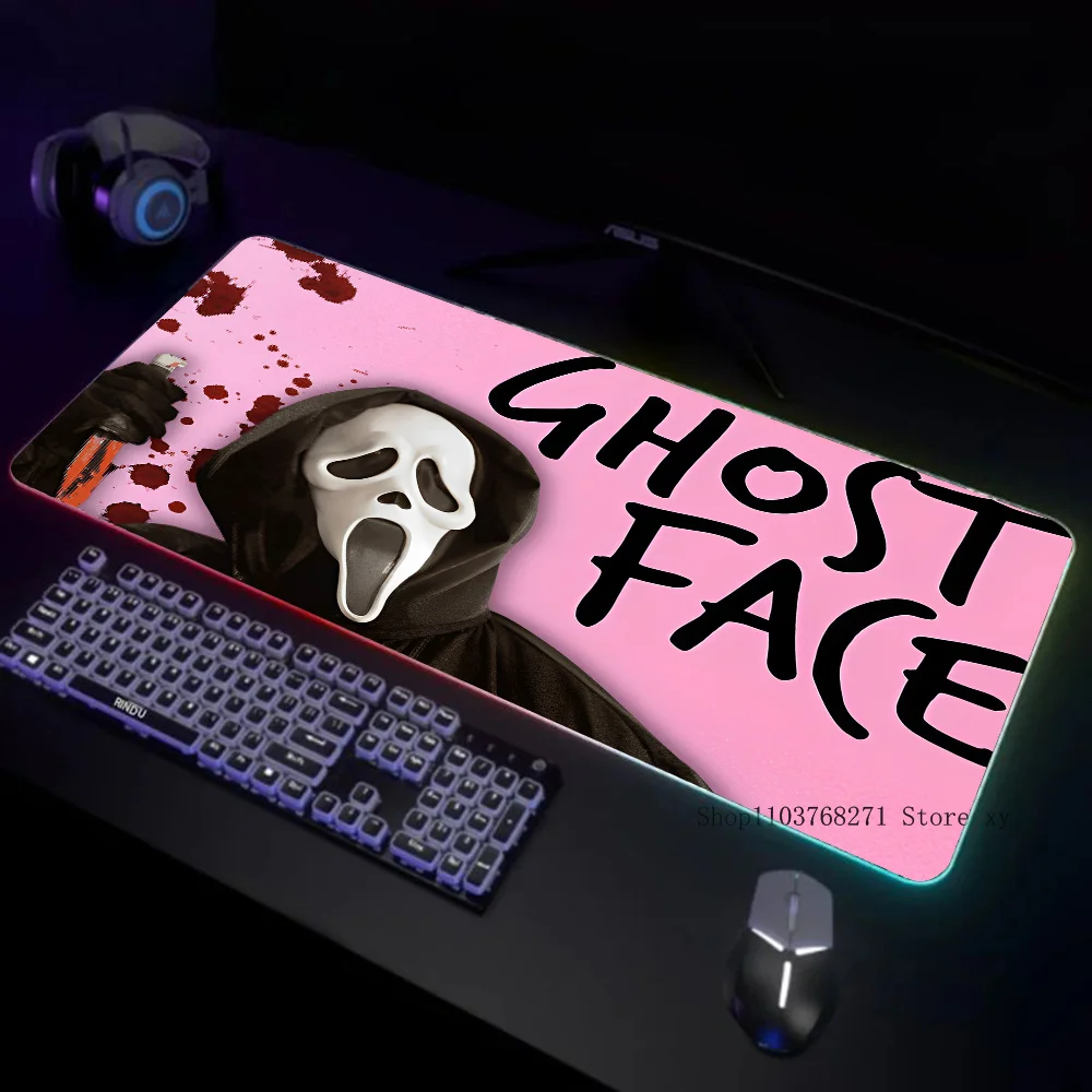G-Ghostface H-Horror S-Scream Art Коврик для мыши XXL RGB Коврики игровой HD Черные аксессуары