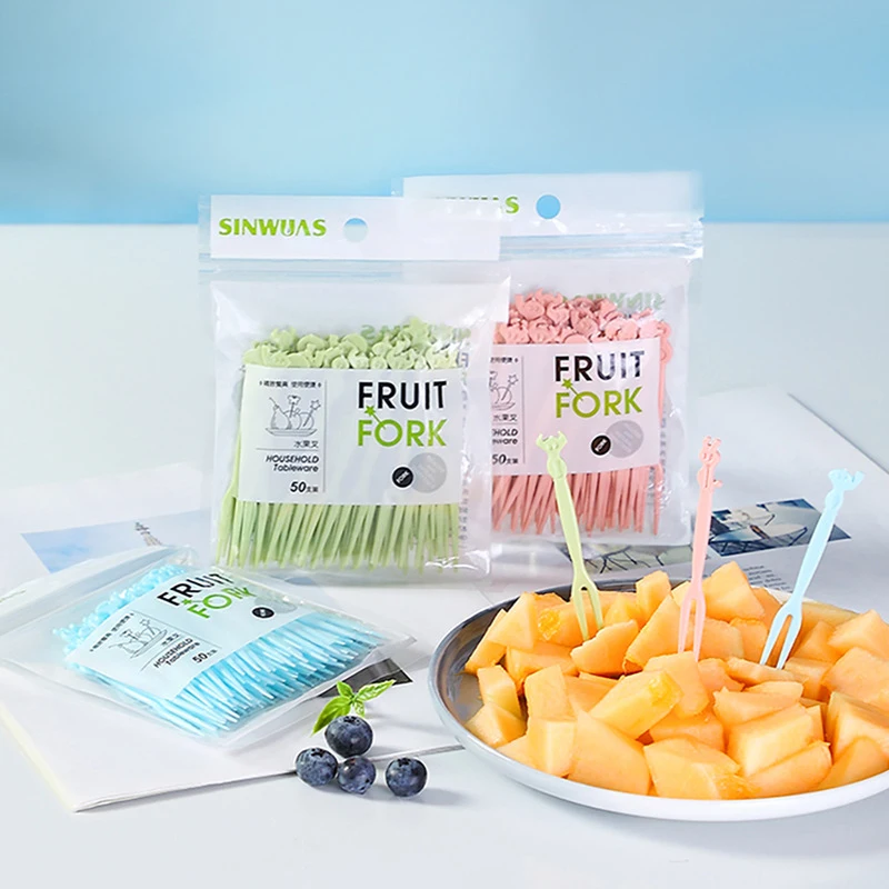 

50pcs Kawaii Fruit Fork Mini Children Snack Cake Dessert Food Fruit Pick Toothpick Bento Lunches Party Decor