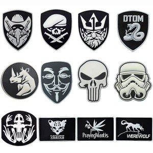 Luminous PVC Patch Glow In Dark Rubber Patches Military Hook Back Swat OPS Armband Tactical Emblem Applique Combat Badges