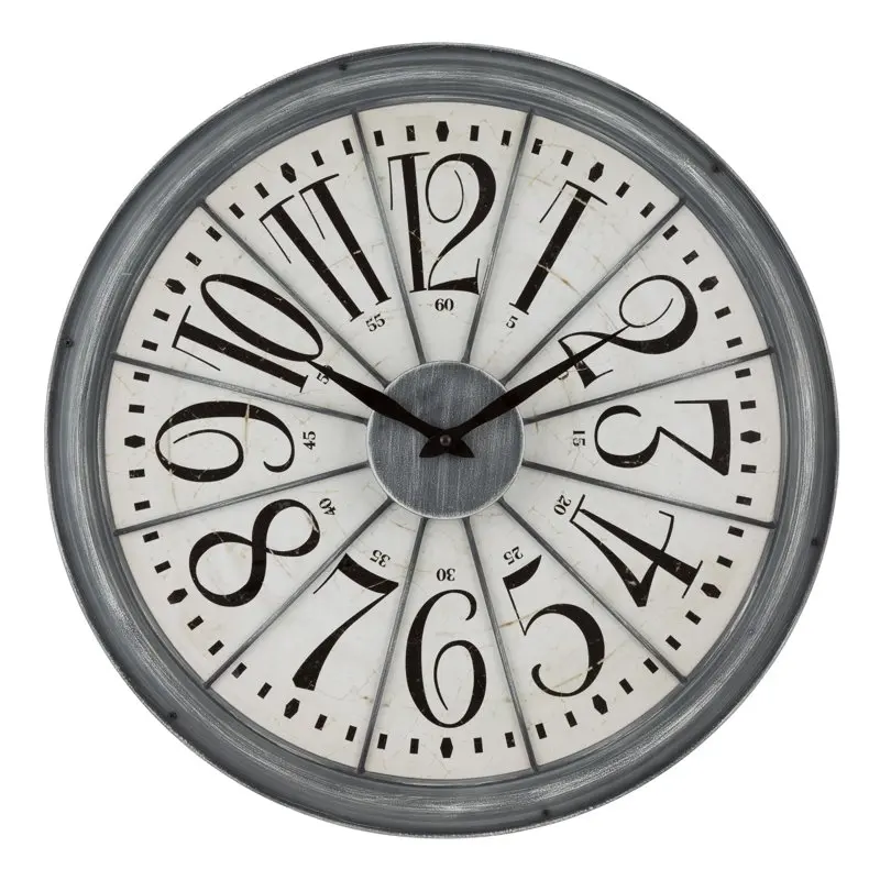 

Antique Gray Analog Round Contemporary Quartz Wall Clock, 404-3950