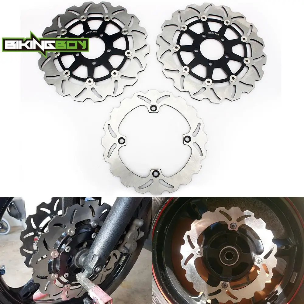 Передние и задние тормозные диски BIKINGBOY для Suzuki V-Storm DL 650 04-06 1000 02-13 12 11 10 09 Kawasaki KLV 04-07