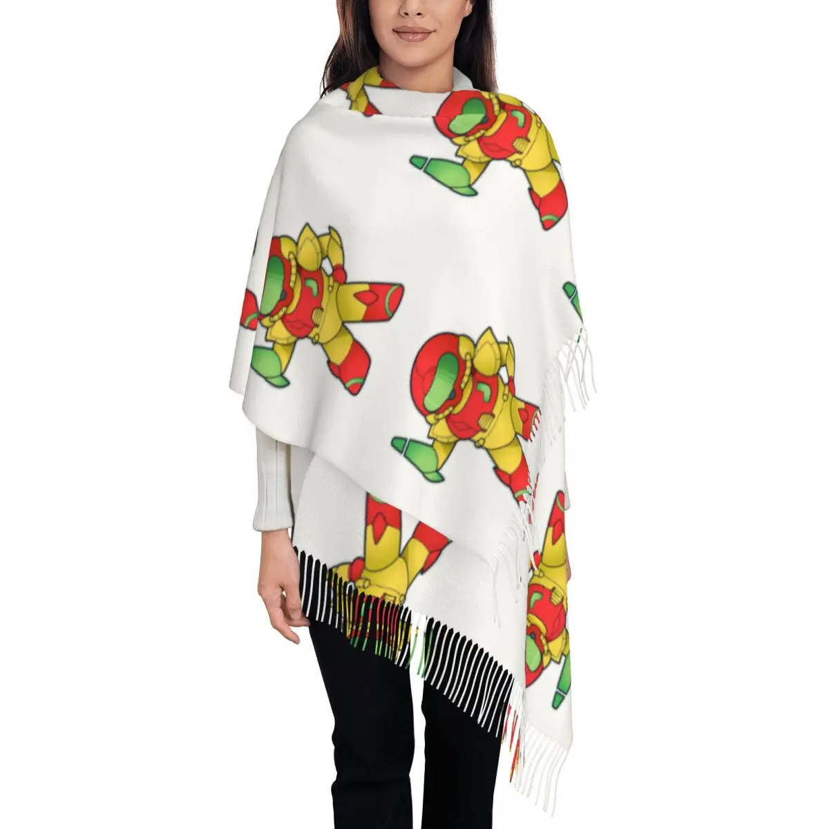 Классический Samus Metroid Aran Шарф с кисточками Шарфы для женщин Мягкие теплые шали и