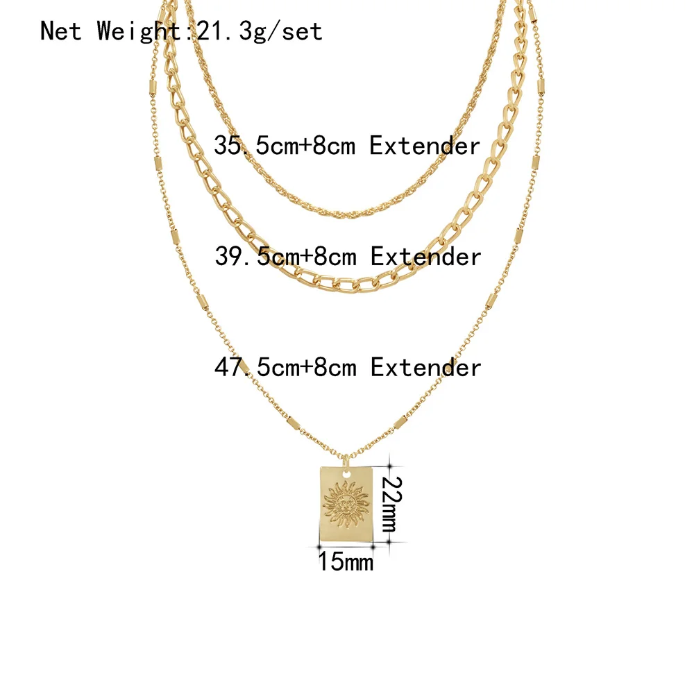 Модное мягкое ожерелье золотого цвета с квадратной гравировкой Таро и солнце