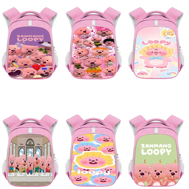 

MINISO LOOPY маленький Бобер детская школьная сумка для девочек мультяшный рюкзак для детского сада милый розовый рюкзак лучший подарок