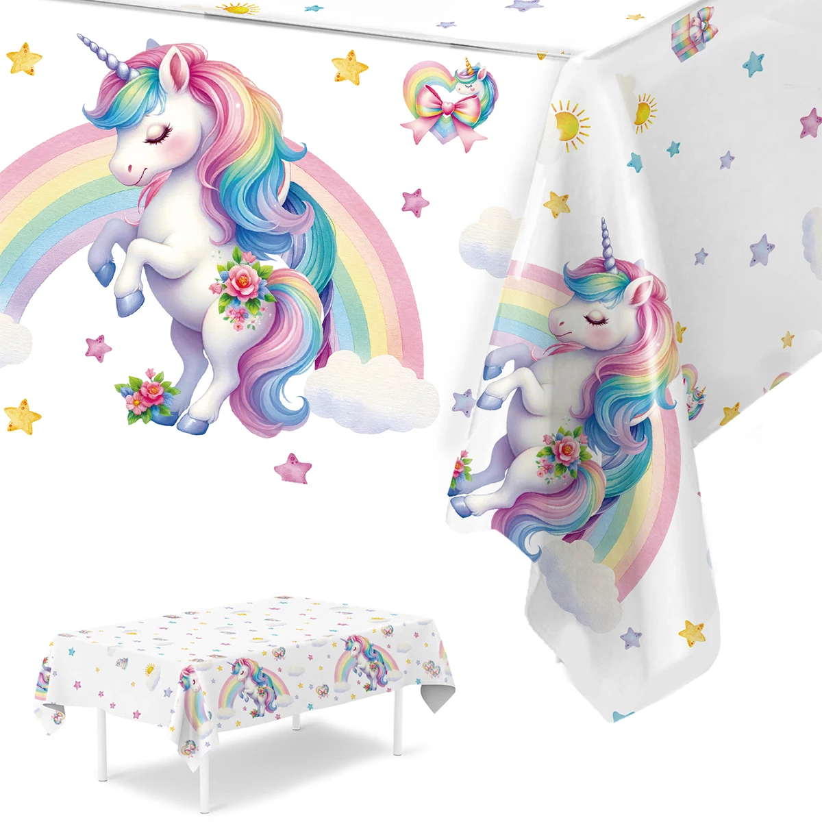 Радужный единорог скатерть из полиэстера