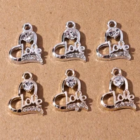10pcs 1920mm gold silver color crystal love hearts charms for making necklaces earrings accessories diy charms jewelry findings