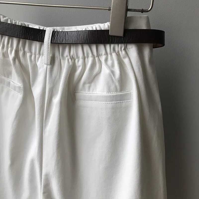 Women Shorts Elastic Waist Loose Wide Leg Casual Pants Women's Korean Style Straight Leg Hot Pants Free Belt 2023 Summer Clothes