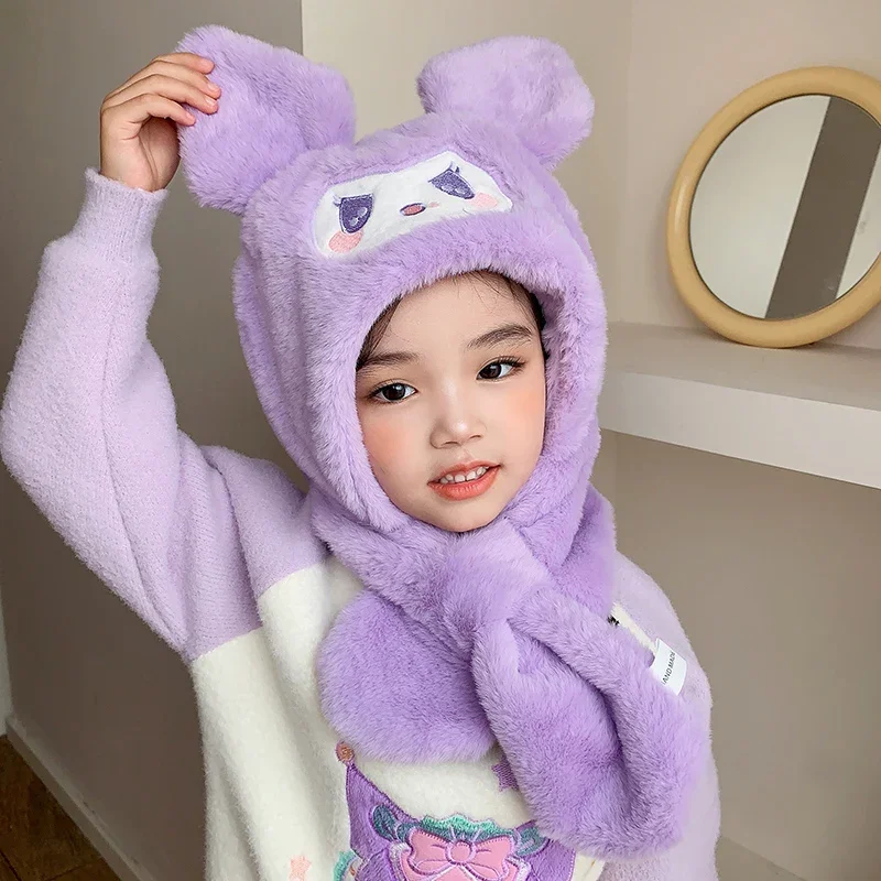 Sanrio Kuromi детский плюшевый шарф шапка милый косплей вечерние аниме милая зимняя