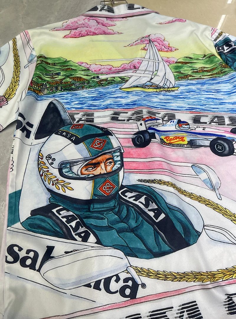 Thin Fabric CASABLANCA TENNS CLUB Short Shirt Shorts Set Summer Men Women High Quality Casual Hawaii Beach Suit