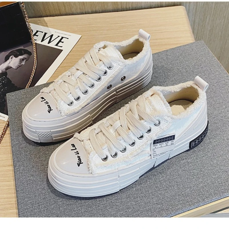 

Couple Shoes 2022 Spring New Large Size Canvas Shoes Thick Bottom Casual Sports Shoes