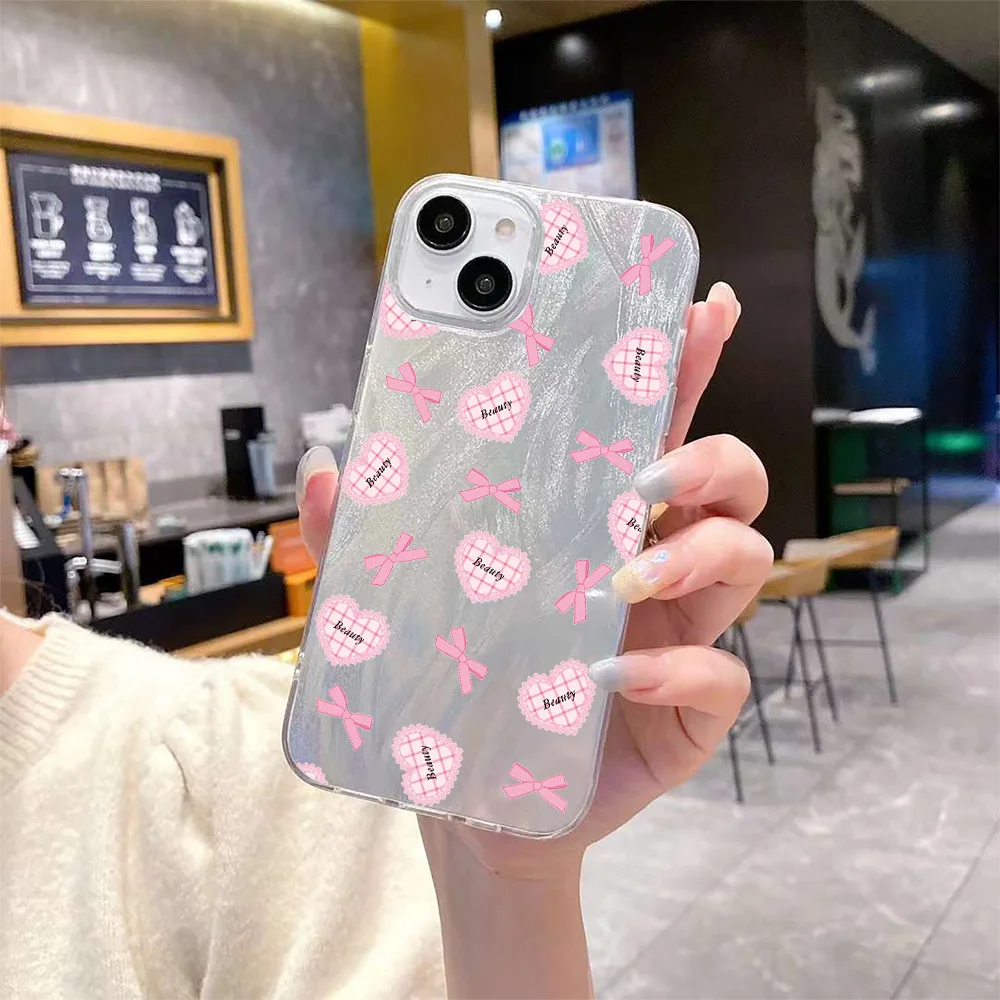 Цветочный Медведь Сердце Лазерное перо пряжа чехол для телефона iPhone 11 12 13 14 15 16 Pro