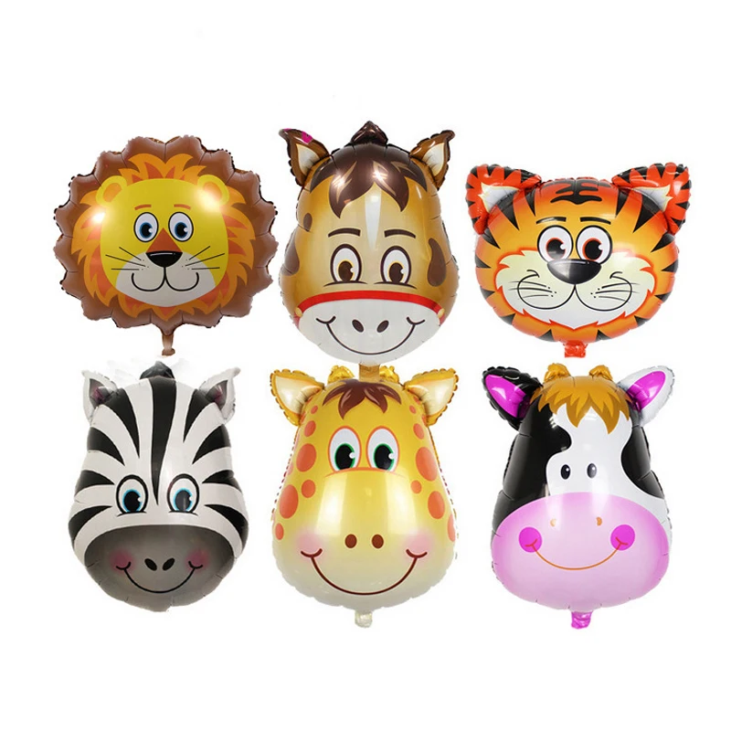 

Большие воздушные шары в форме животных, шары с головой обезьяны из мультфильма льва, коровы, тигра, товары для украшения детского сада на де...