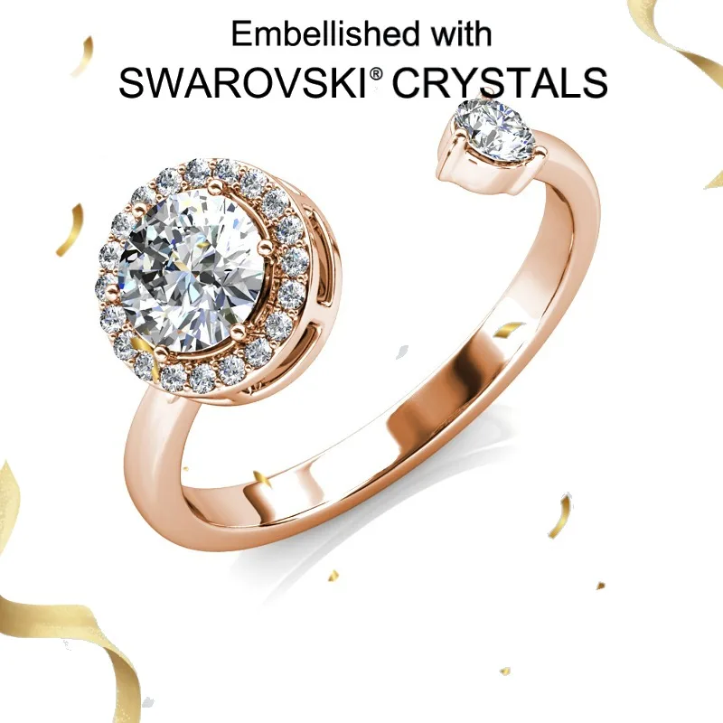 Фото Daisini австрийский кристалл от Swarovski Fidget Spinner Ring для женщин круглое кольцо на палец с ореолом вращающееся антистрессовое свадебное украшение №1