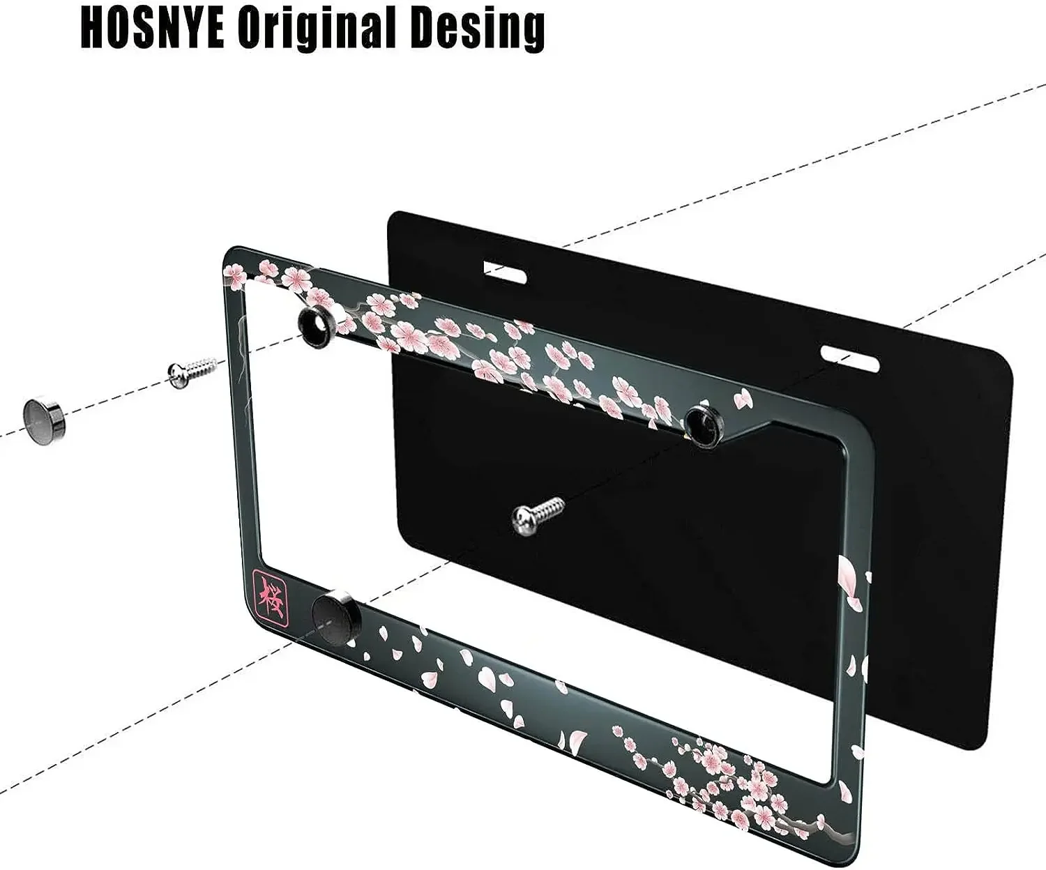 Японская рамка для номерного знака Cherry с цветущими цветами передних знаков